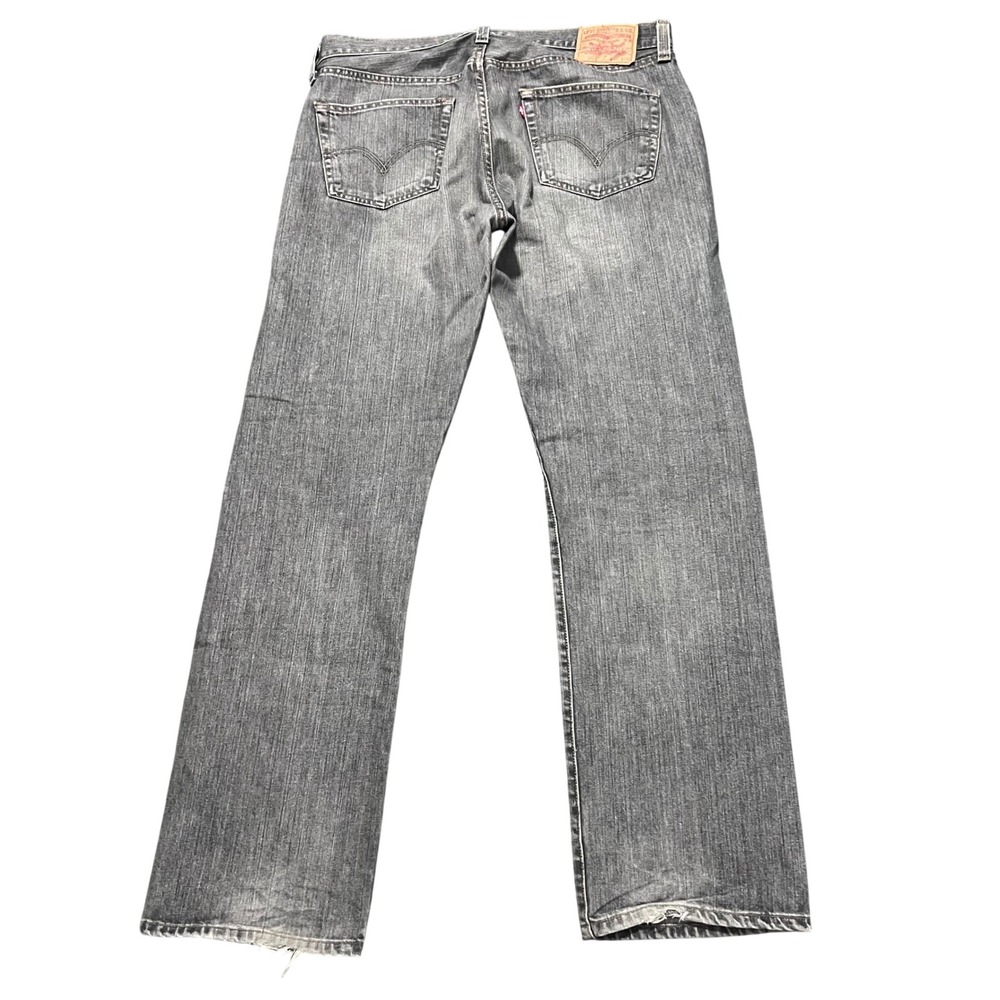 Levi's 501 Mens Jeans Grey Wash‎ Straight Leg Button Fly 36x32 Distressed